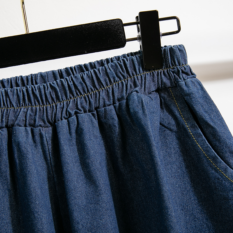 高腰A字九分寬褲牛仔褲