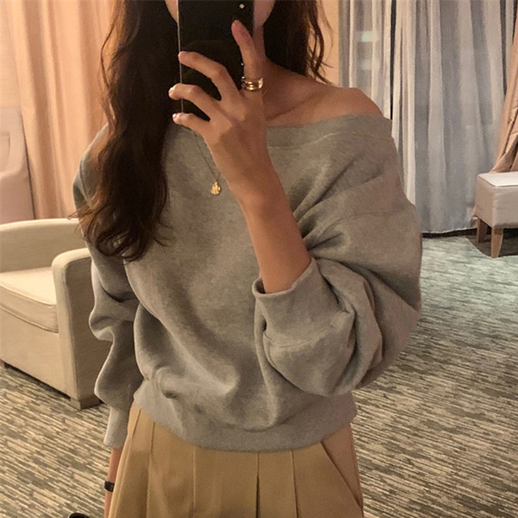 側露肩設計感寬鬆衛衣(3色)