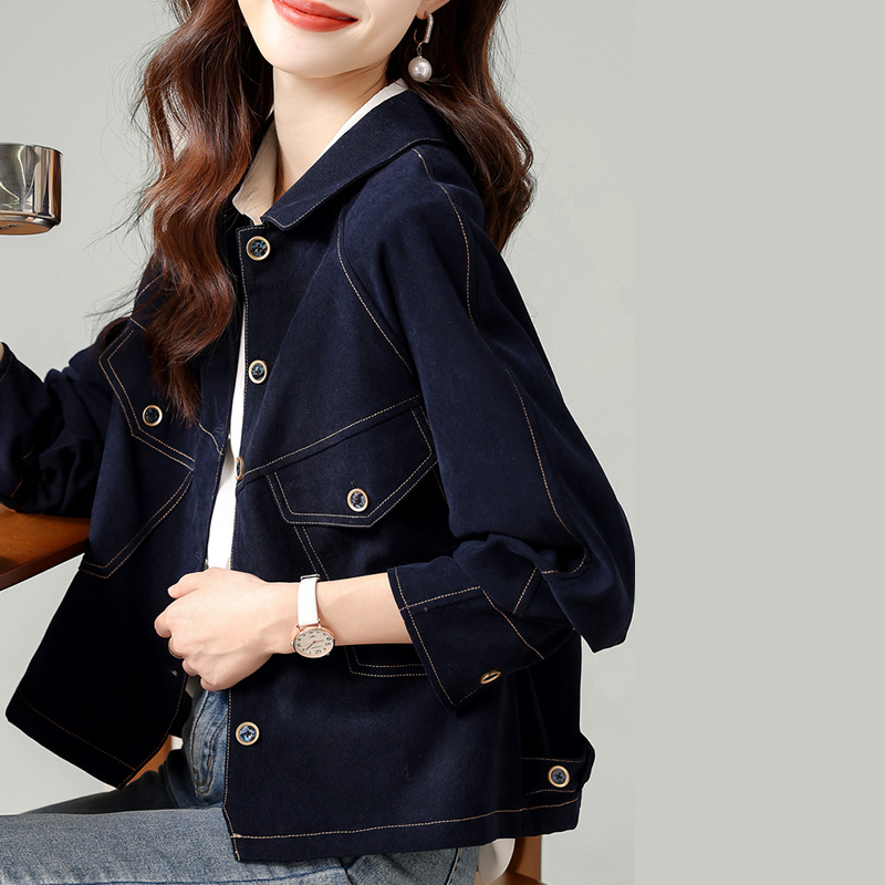 韓系復古仿牛仔洗水短外套