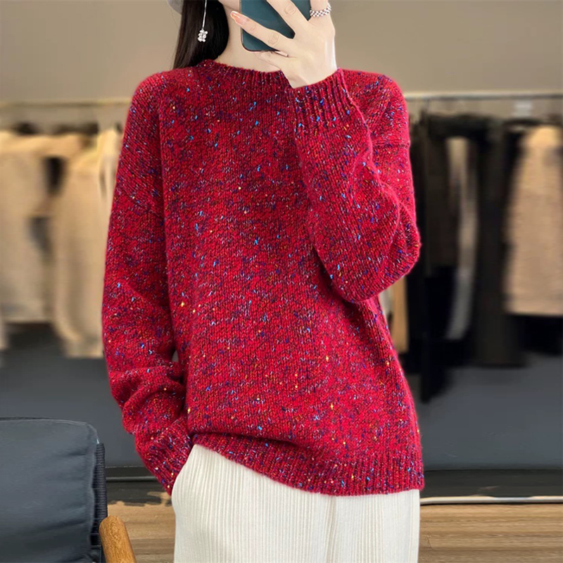百搭珠片圓領長袖針織衫