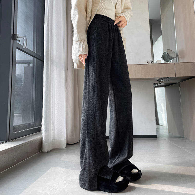 人字紋直筒型開叉闊腿褲(3色)