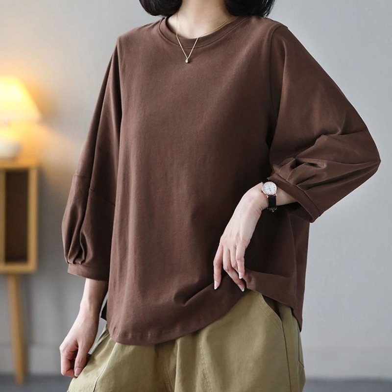 日式休閒七分泡泡袖T恤(4色)