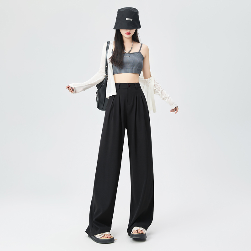 直筒垂感寬鬆打褶設計休閒褲(5色)