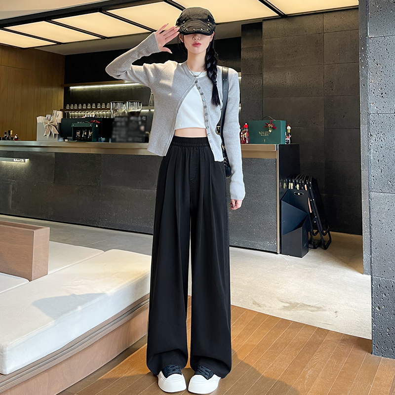 輕薄清涼顯瘦鬆緊腰寬鬆闊腿牛仔褲(3色)