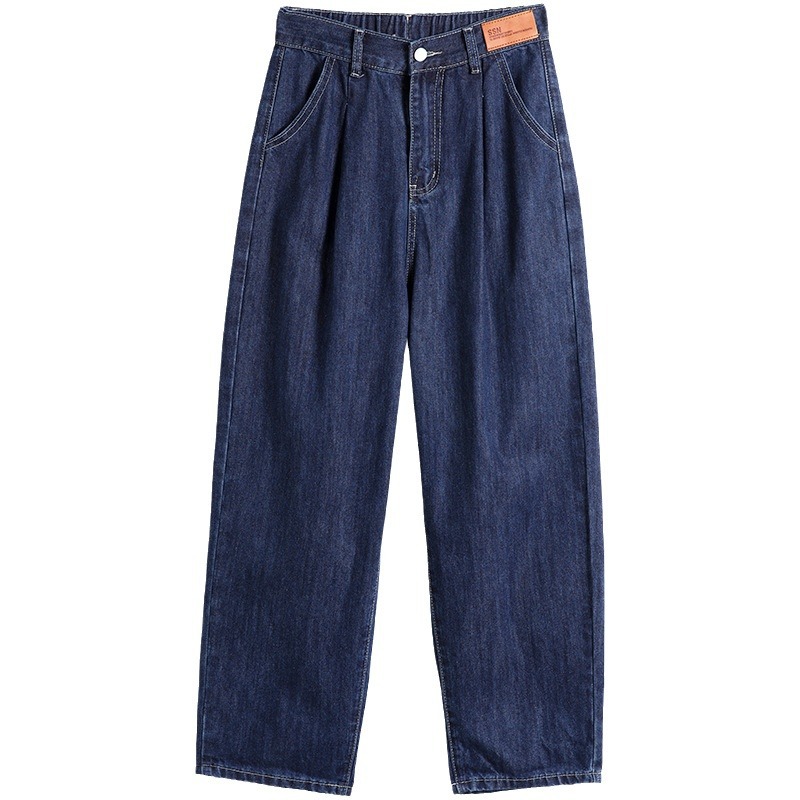 【S－5XL】高腰顯瘦鬆緊腰直筒九分牛仔褲