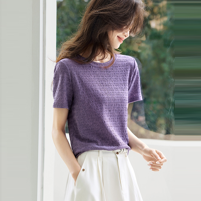 新款簡約肌理感休閒短袖T恤(2色)