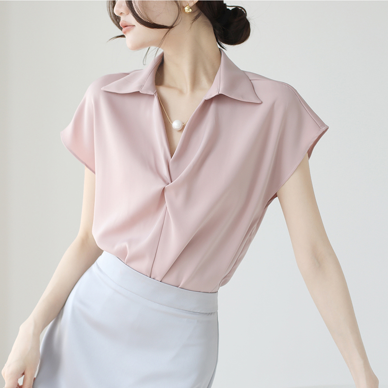 法式小眾洋氣翻領襯衫短袖(4色)