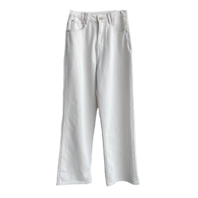 百搭高腰寬腿直筒牛仔褲