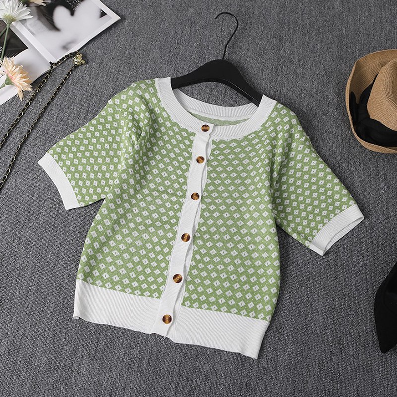 新款圓領冰爽短袖針織衫