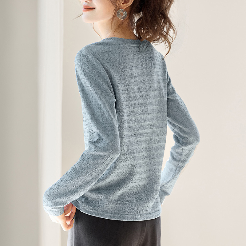 V領撞色假兩件拼接長袖T恤(2色)