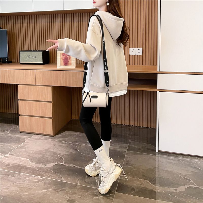 假兩件大尺碼寬鬆長連帽衛衣(2色)