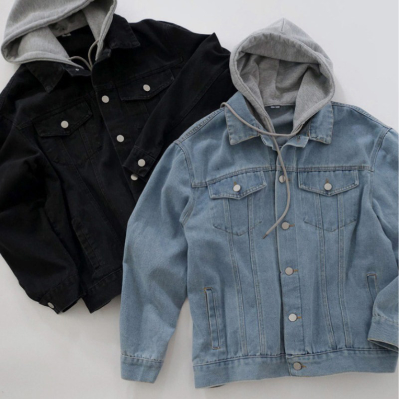 休閒水洗復古連帽牛仔夾克