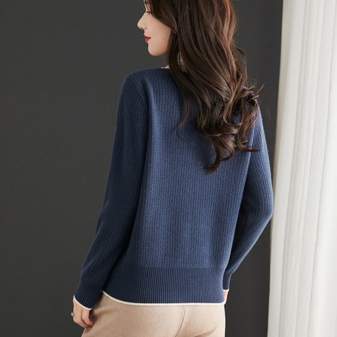 拼色肌理感假兩件針織衫(3色)