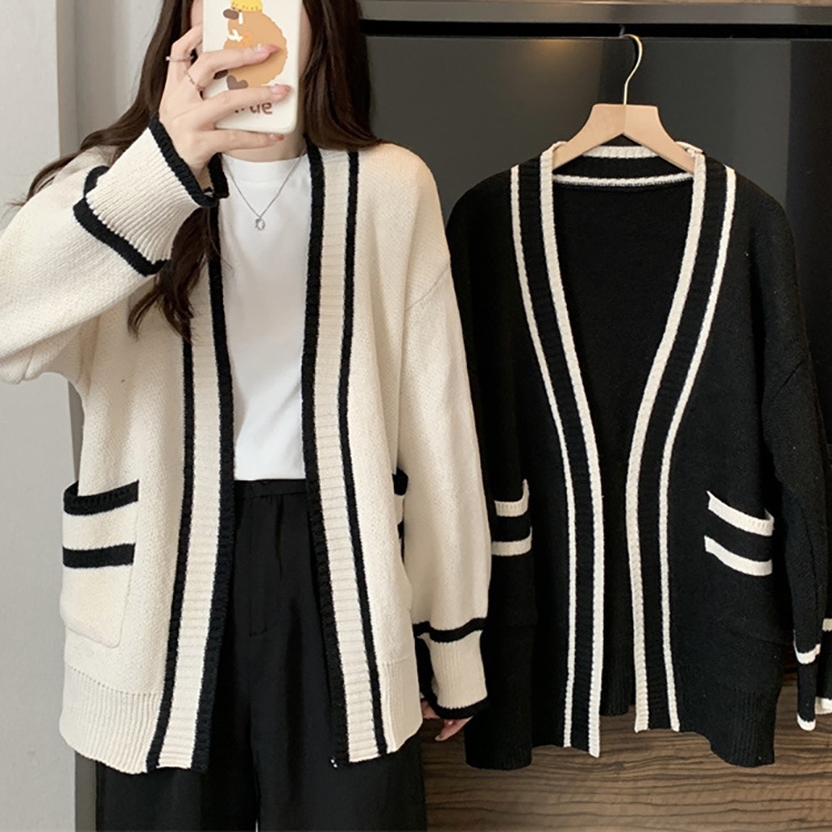 韓系V領長袖針織開襟衫