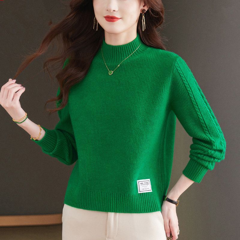 洋氣半高領長袖針織毛衣(5色)