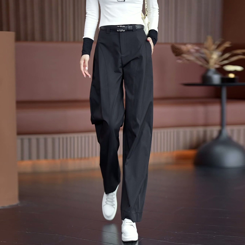 休閒寬鬆慵懶直筒闊腿褲(3色)