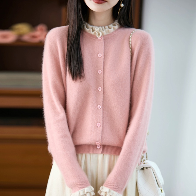 拼色木耳邊百搭針織衫(5色)