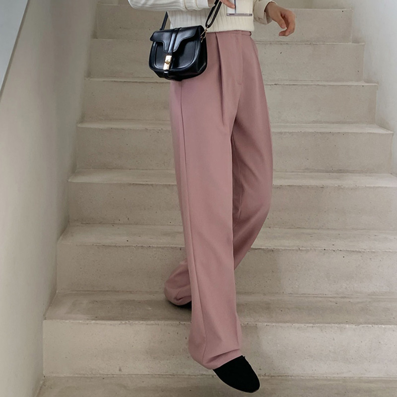 韓系通勤中高腰休閒西裝褲(6色)