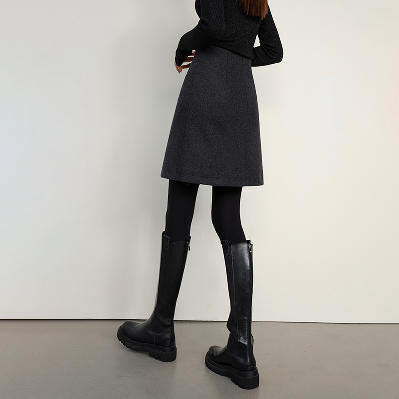 新款簡約高腰A字短裙