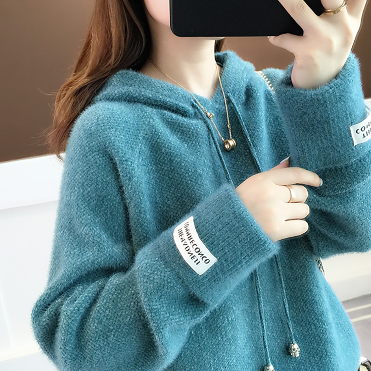 寬鬆慵懶連帽領針織毛衣(7色)