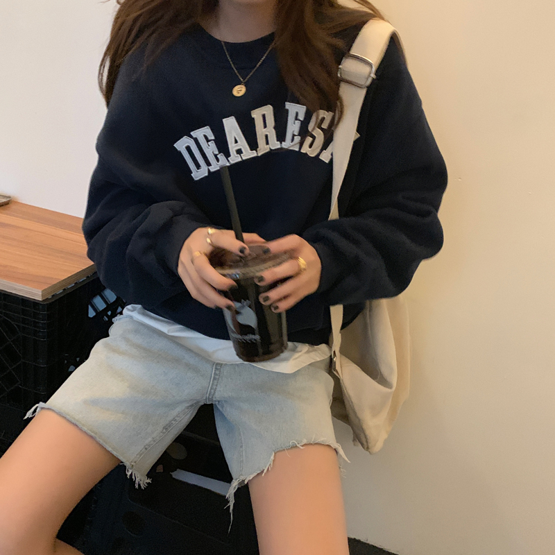 韓系寬鬆百搭簡約字母設計感衛衣