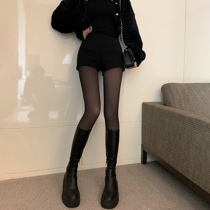 光腿神器加絨加厚黑色裸感假透肉連褲襪