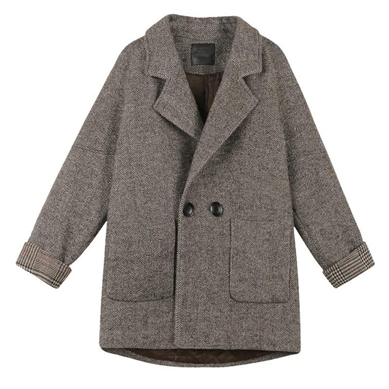 英倫風寬鬆休閒西裝領落肩袖外套