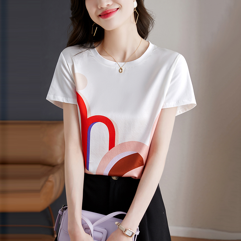 簡約圓領印花色短袖T恤