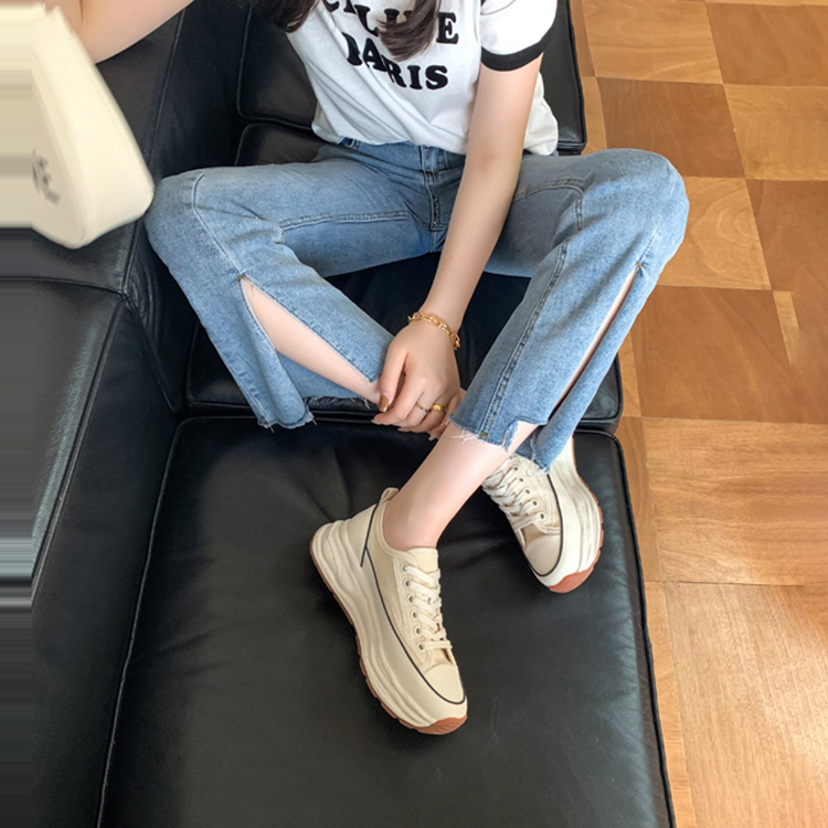 休閒舒適平厚底增高帆布鞋(3色)