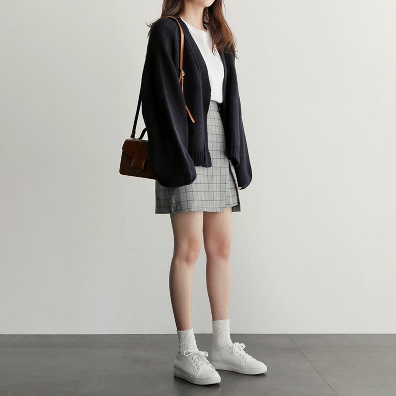 IG爆賣韓系慵懶風寬鬆短版針織開襟衫(3色)