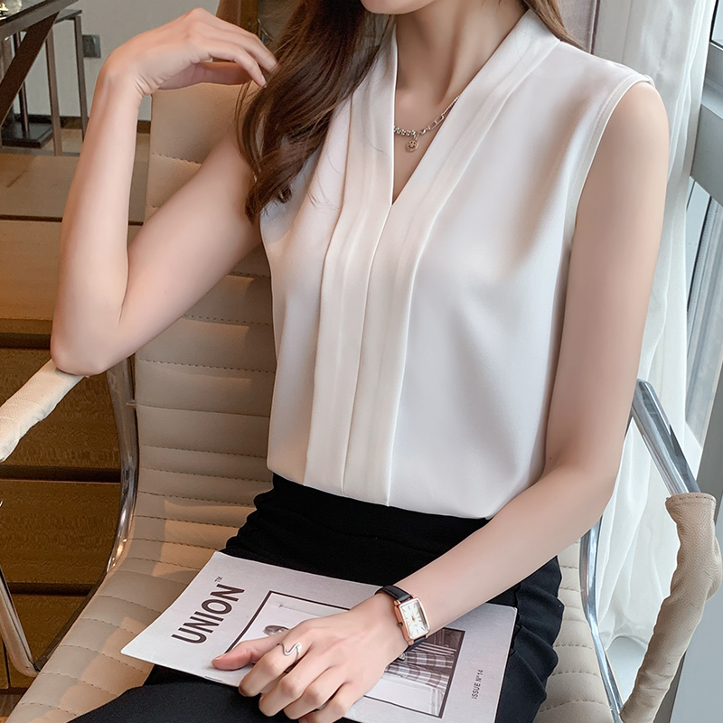 韓系優雅氣質無袖襯衫(4色)
