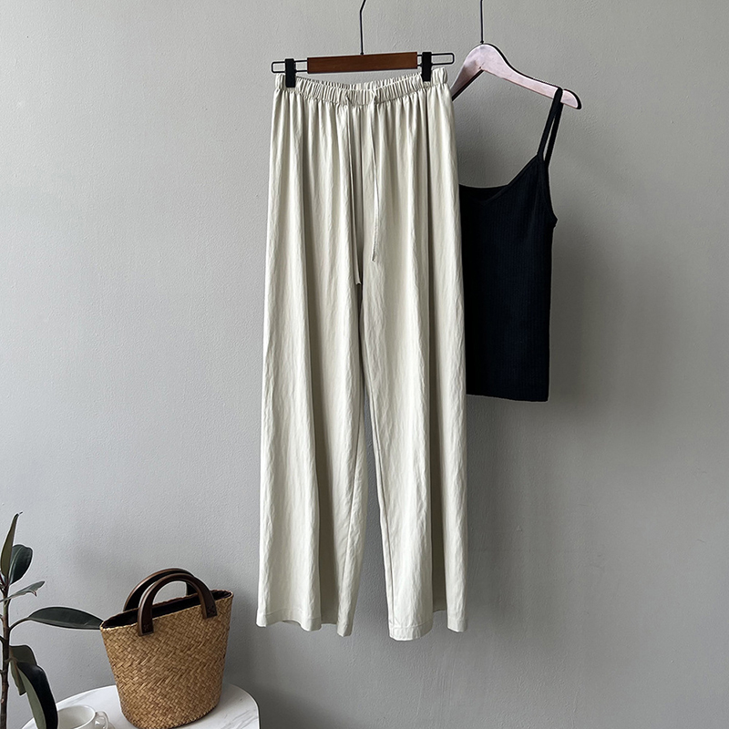 慵懶風肌理垂感拖地直筒休閒褲(5色)