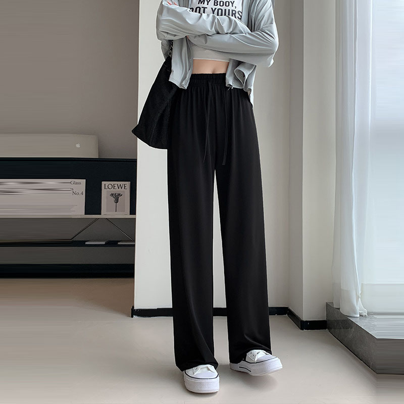 直筒高腰垂墜感顯瘦休閒防曬寬褲(5色)