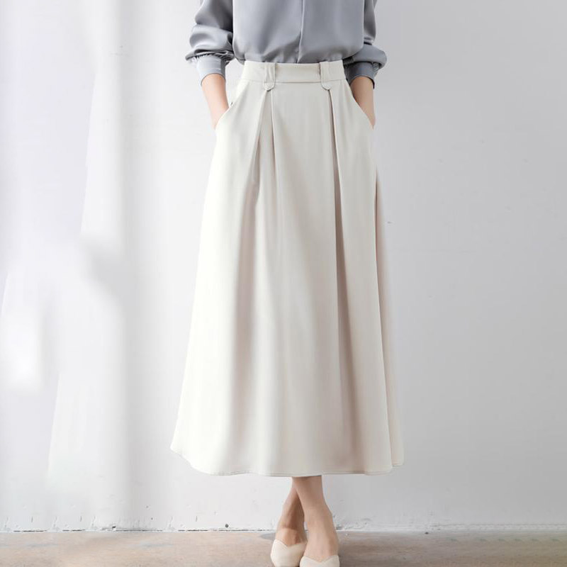 法式高腰A字百褶大擺半身裙(2色)