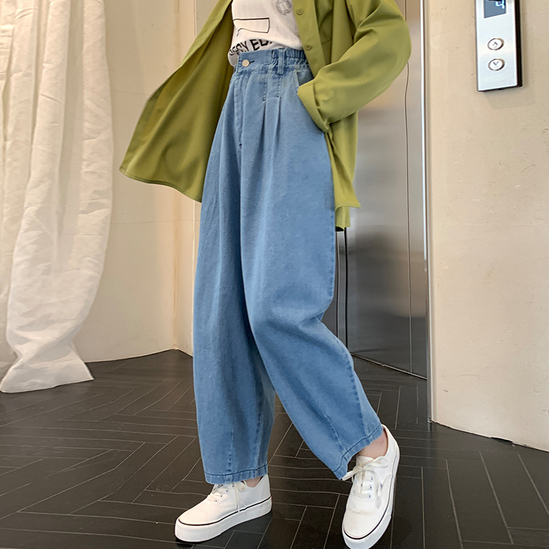 舒適高腰寬鬆哈倫牛仔褲(2色)