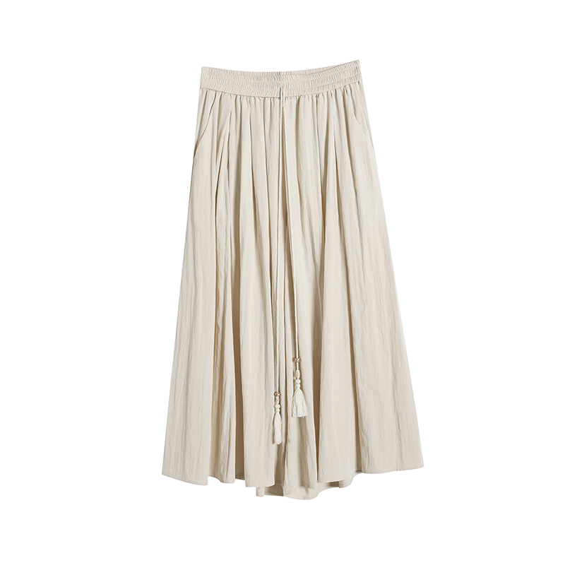 薄款高腰A字寬腳九分裙褲(2色)