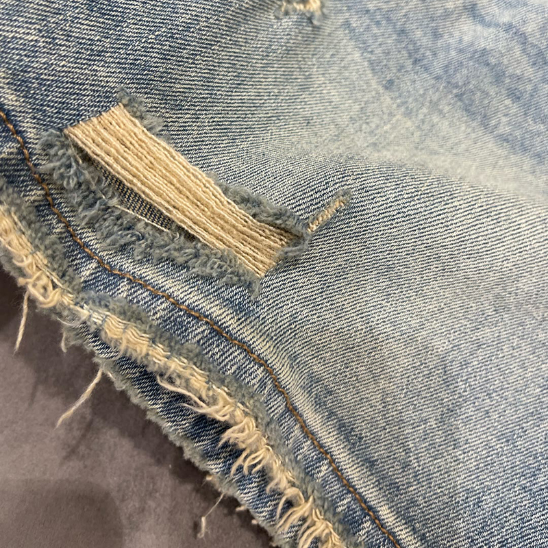 破洞高腰顯瘦彈性寬鬆牛仔短褲