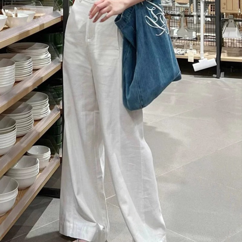 高腰垂感直筒休閒闊腿褲
