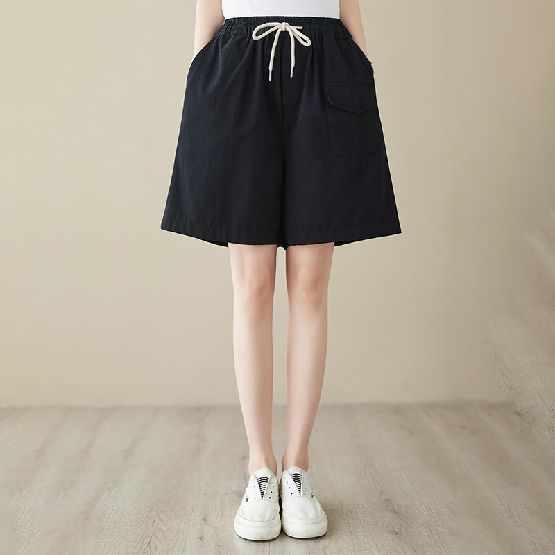 休閒鬆緊腰繫帶直筒短褲(2色)