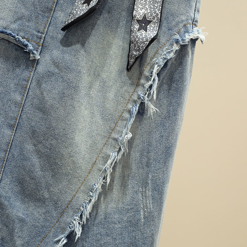 不規則高腰A字牛仔半身裙