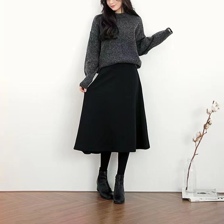 假兩件高腰A字加厚加絨打底裙褲(2色)