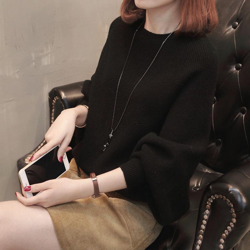 韓系蝙蝠袖寬鬆純色針織衫(4色)