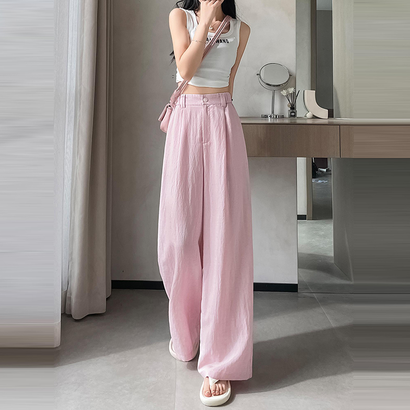 新款亞麻高腰直筒闊腿褲(4色)