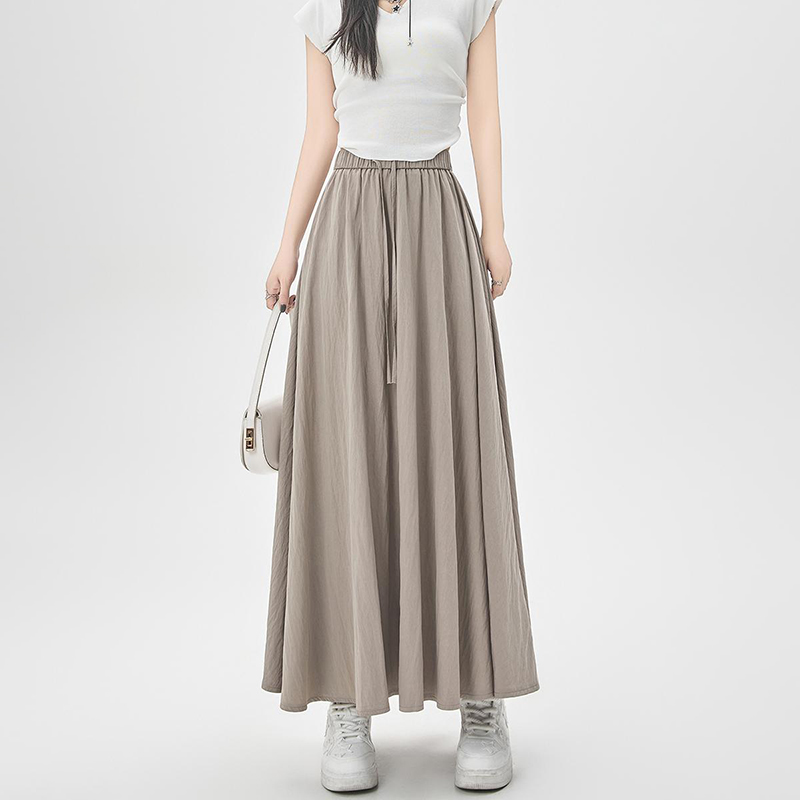 慵懶A字高腰垂感大擺半身裙(4色)