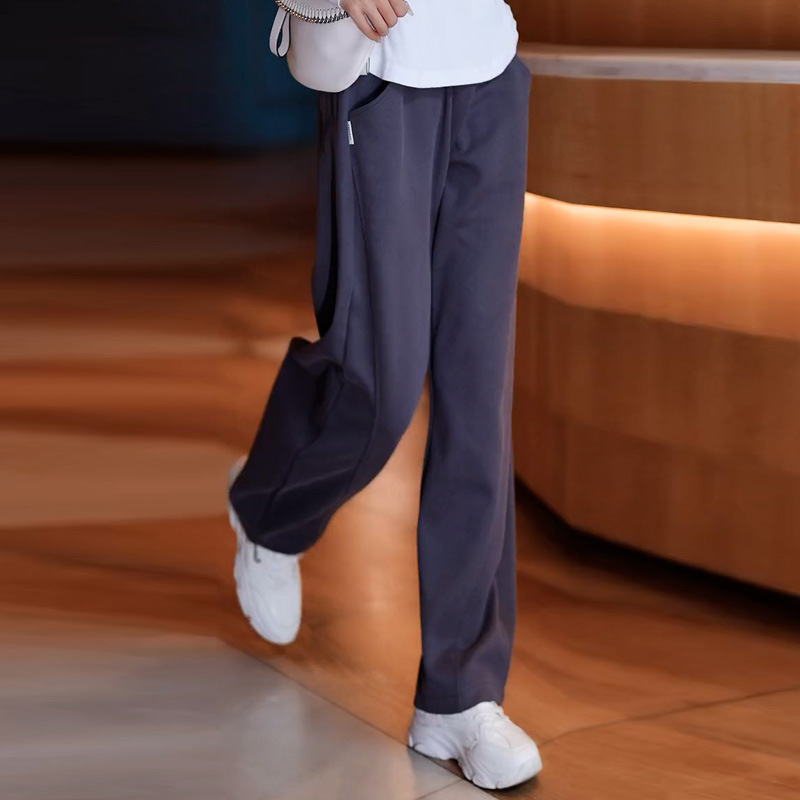 休閒高腰闊腿拖地運動衛褲(3色)