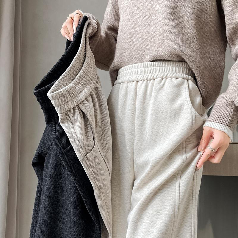 人字紋直筒型開叉闊腿褲(3色)