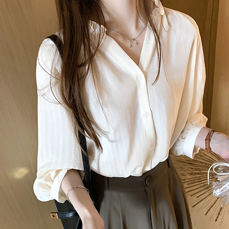 小眾溫柔風寬鬆薄款七分袖襯衫
