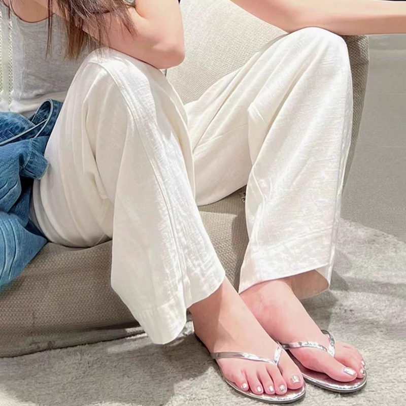 高腰垂感直筒休閒闊腿褲