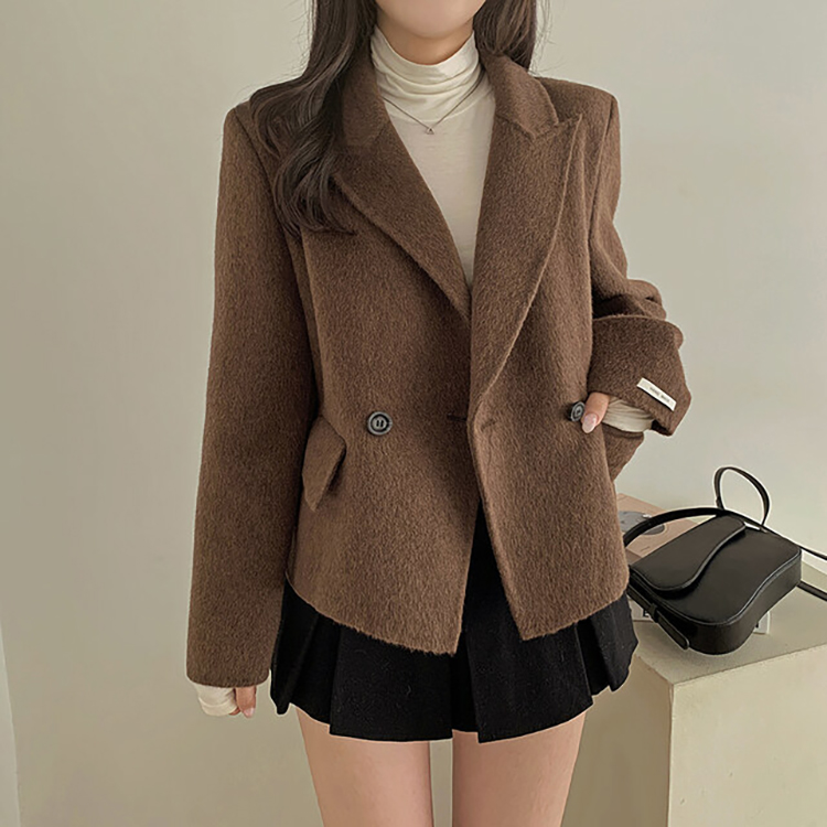 韓系西裝領長袖毛呢外套(4色)