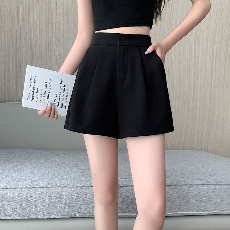 寬鬆鬆緊高腰A字闊腿短褲